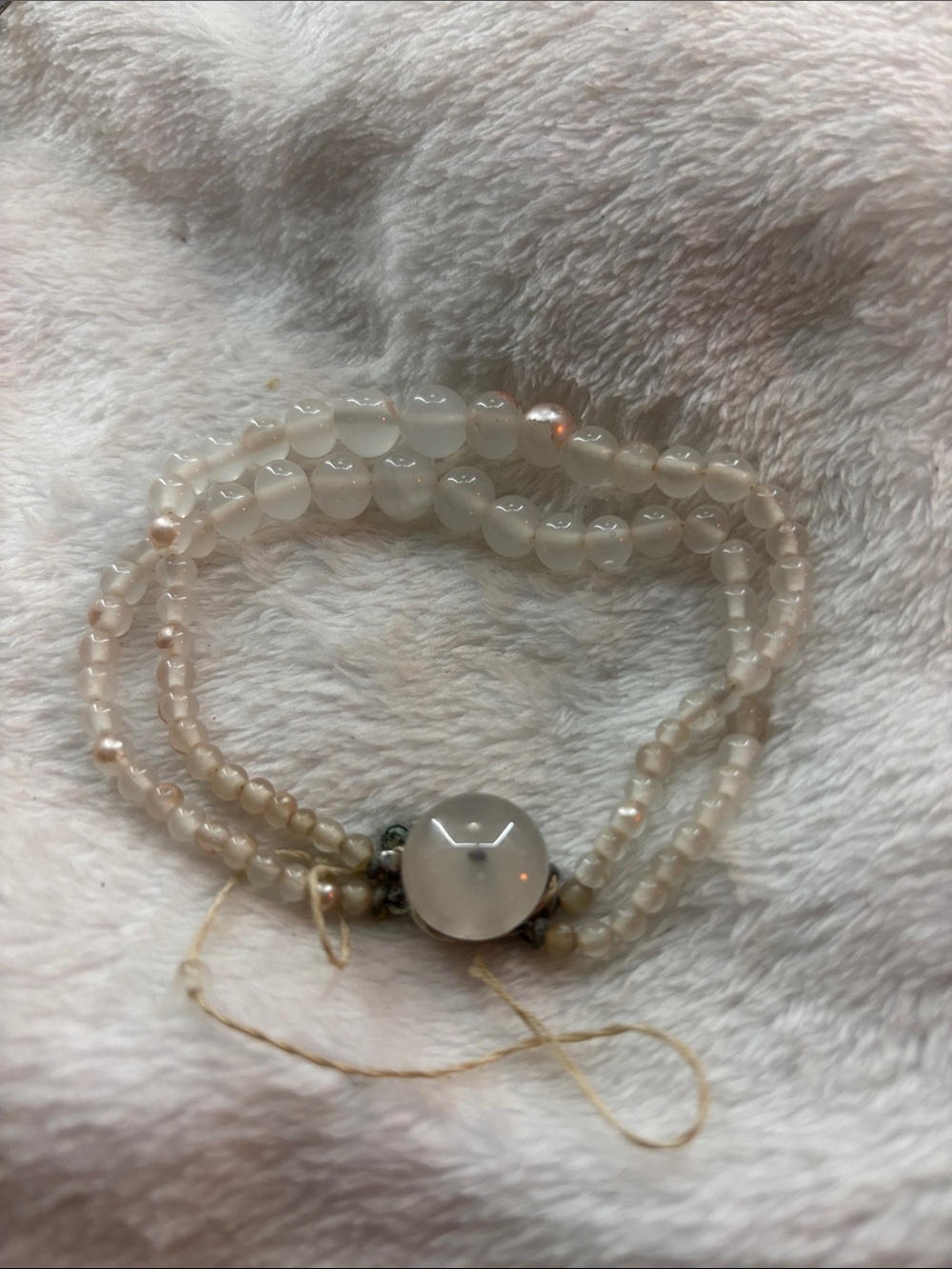 Triple-Strand Cream Beaded Wrap Bracelet - Unbranded